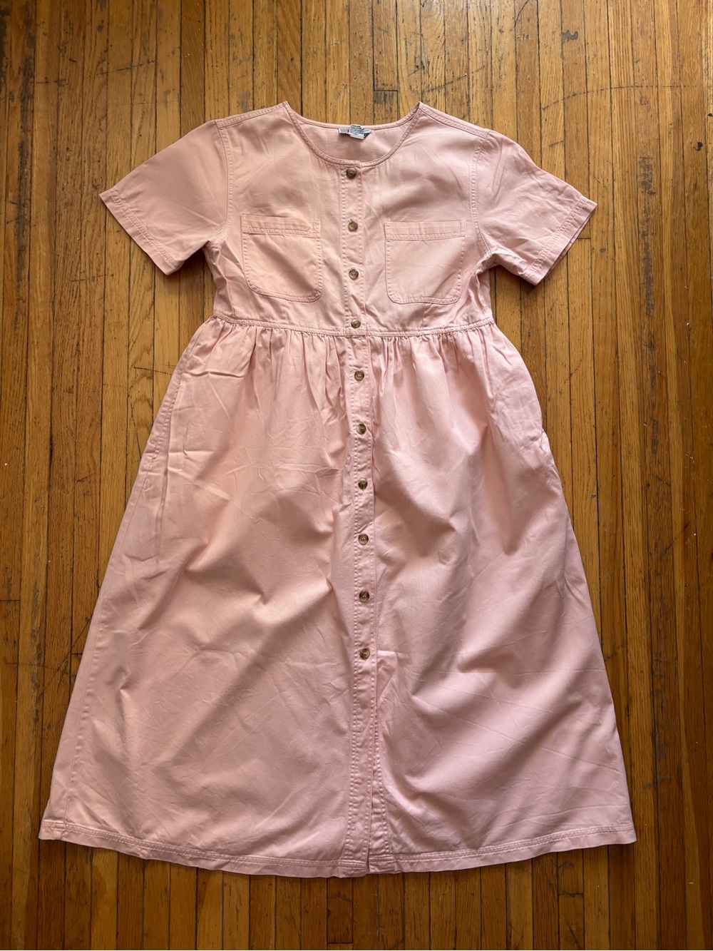 Vintage FADS 90s cotton pink denim button down maxi dress